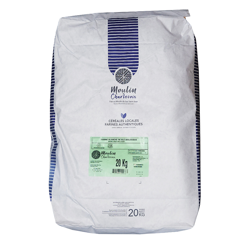 FARINE DE BLÉ BLANCHE BIOLOGIQUE - MOULIN DE CHARLEVOIX - 20 kg