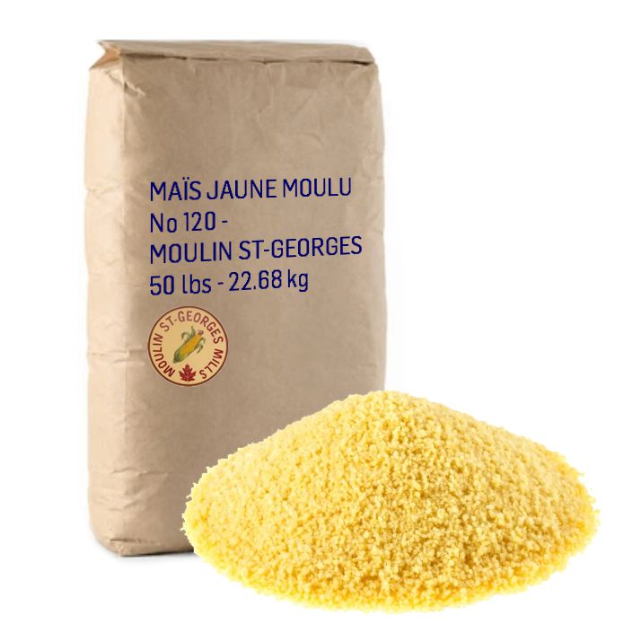 MAÏS JAUNE MOULU No 120 - MOULIN ST-GEORGES 50 lbs - 22.68 kg