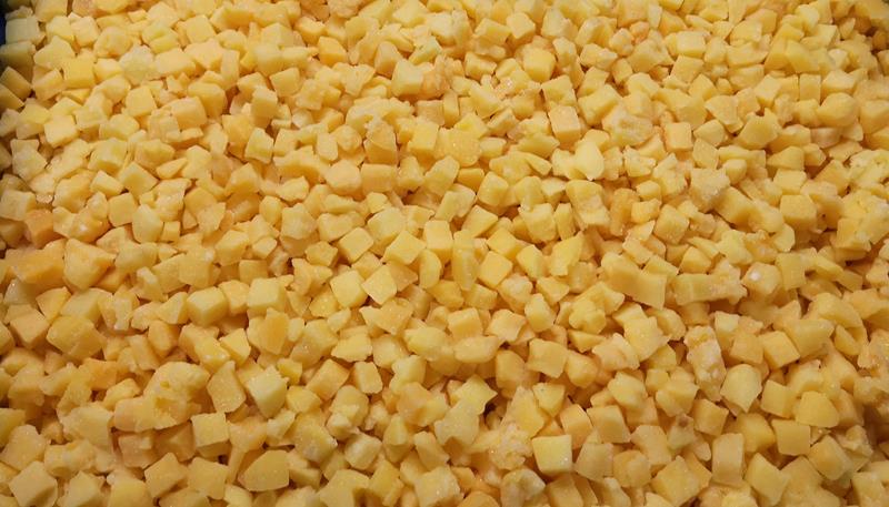 PÊCHE JAUNE EN DÉS DE CHINE IQF 10 X 10 MM - GELSIUS - 5 X 1 kg