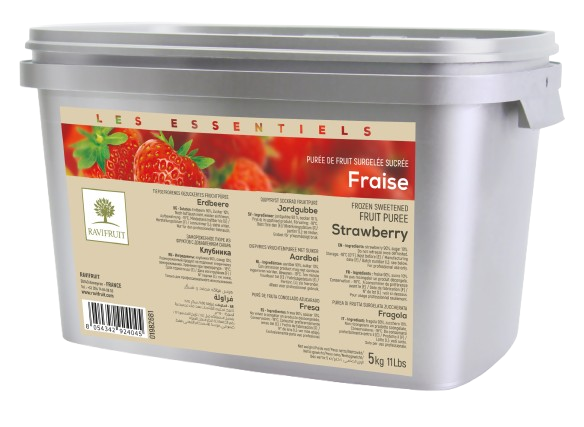 PURÉE DE FRAISE SURGELÉE 10% DE SUCRE - GAMME LES ESSENTIELS - RAVIFRUIT - 2 x 5 kg