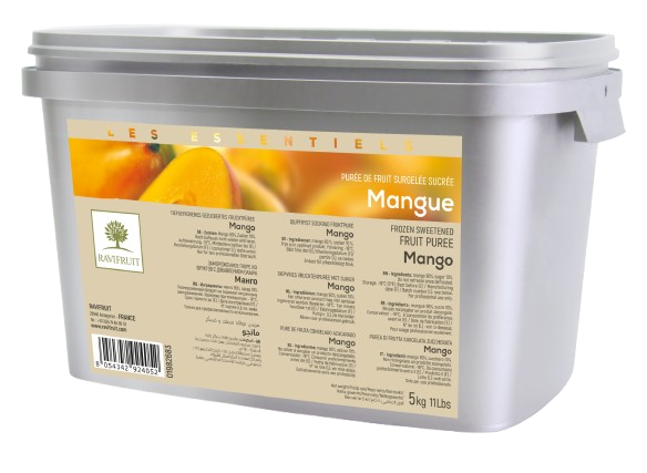 PURÉE DE MANGUE ALPHONSO SURGELÉE 10% DE SUCRE - GAMME LES ESSENTIELS - RAVIFRUIT - 2 x 5 kg