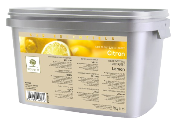 PURÉE DE CITRON SURGELÉE 10% DE SUCRE - GAMME LES ESSENTIELS - RAVIFRUIT - 2 x 5 kg