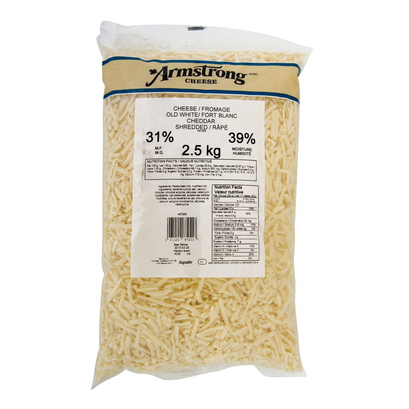 FROMAGE CHEDDAR BLANC FORT RÂPÉ 31% M.G. - ARMSTRONG 2,5 kg