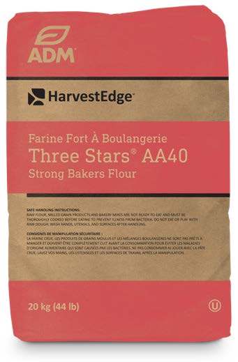 THREE STARS STRONG BAKERS AA40 UNBLEACHED, UNTREATED FLOUR - ADM - 20 kg