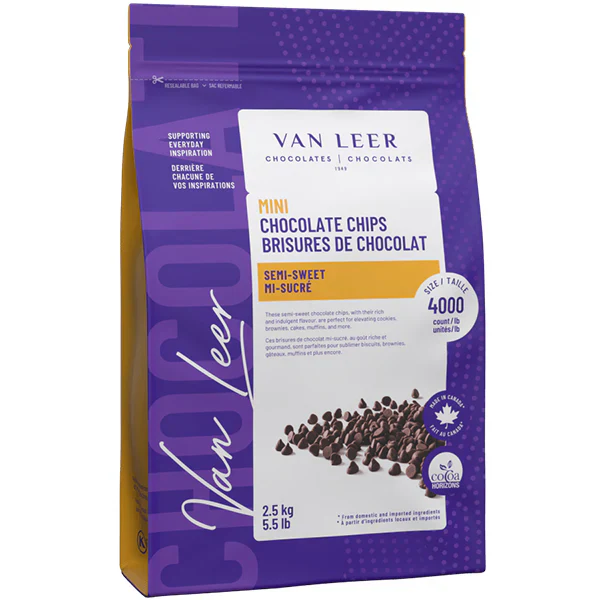 PÉPITTES CHOCOLAT PUR MI-SUCRÉ 4000 CT - VAN LEER - 8 x 2.5 kg