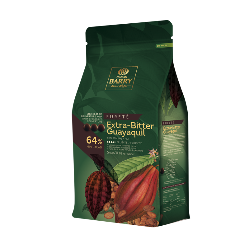 CHOCOALT DE COUVERTURE NOIR 64% PURETÉ EXTRA BITTER GUAYAQUIL - CACAO BARRY 5 kg