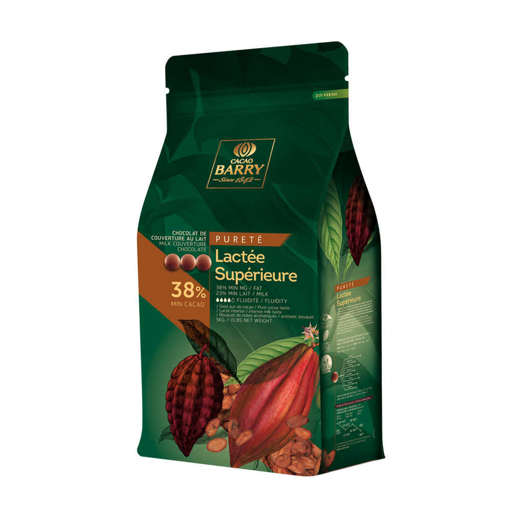 CHOCOLAT DE COUVERTURE AU LAIT 38 % LACTÉE SUPÉRIEURE - CACAO BARRY - 5 kg