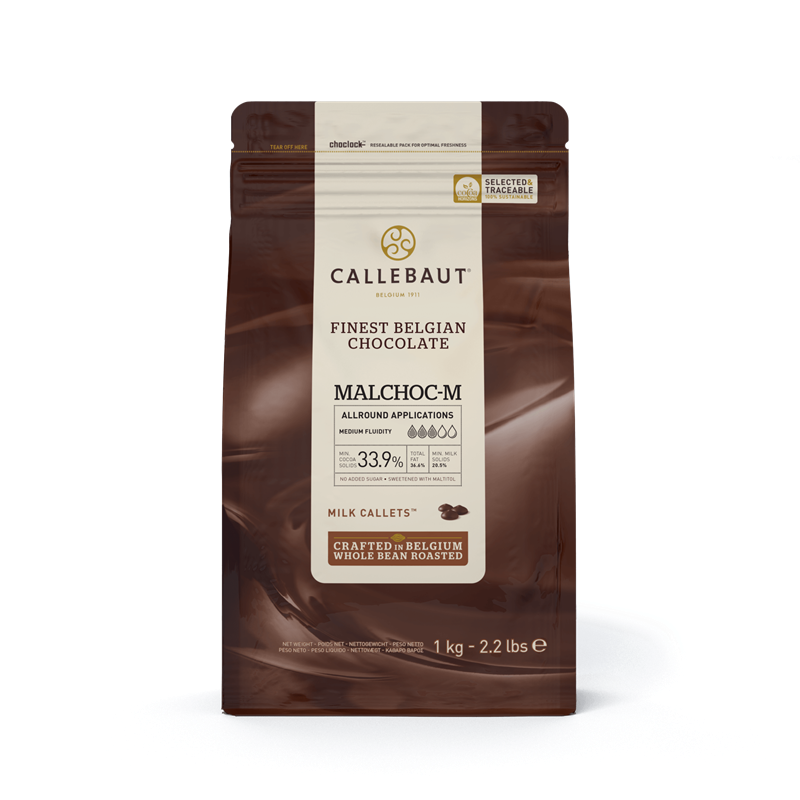 MALCHOC CALLETS DE CHOCOLAT AU LAIT SANS SUCRE AJOUTÉ - CALLEBAUT - 10 kg