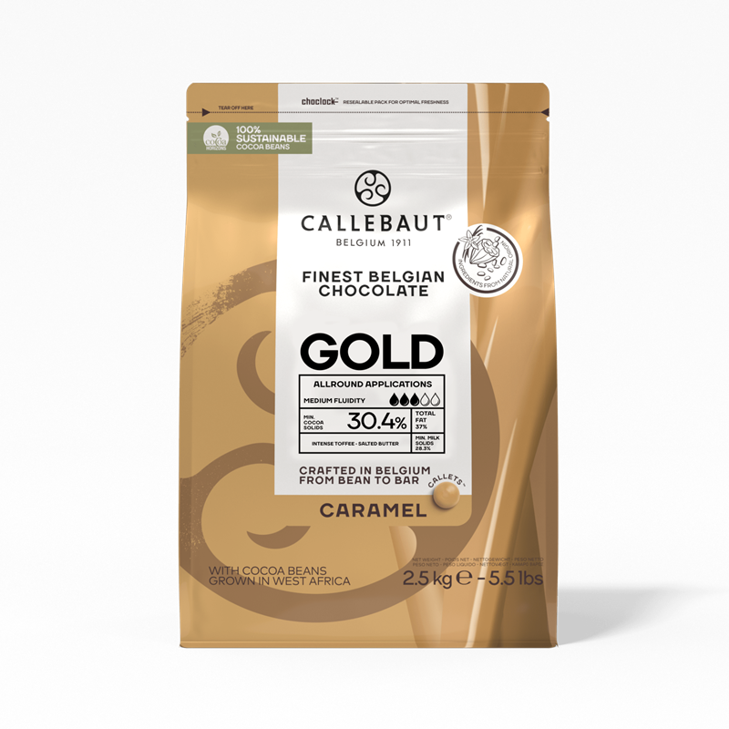 CALLET DE CHOCOLAT BLANC AU GOUT DE CARAMEL GOLD - CALLEBAUT - 4 x 2.5 kg