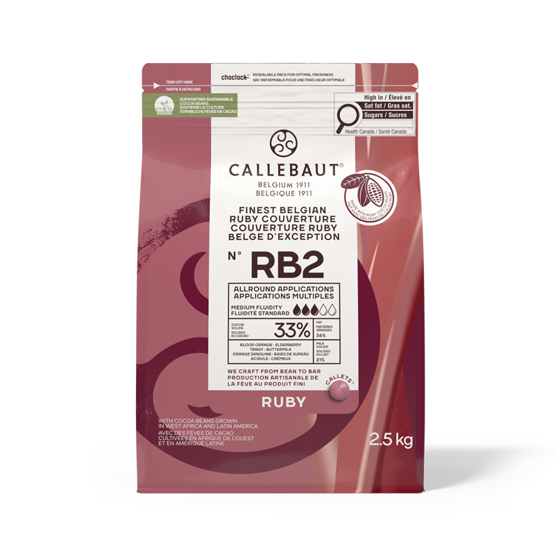 CALLET DE CHOCOLAT DE COUVERTURE RUBY - CALLEBAUT - 4 x 2.5 kg