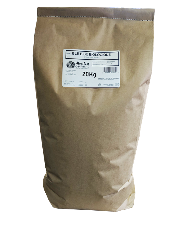 FARINE DE BLÉ '' BISE '' BIOLOGIQUE - MOULIN DE CHARLEVOIX 20 kg