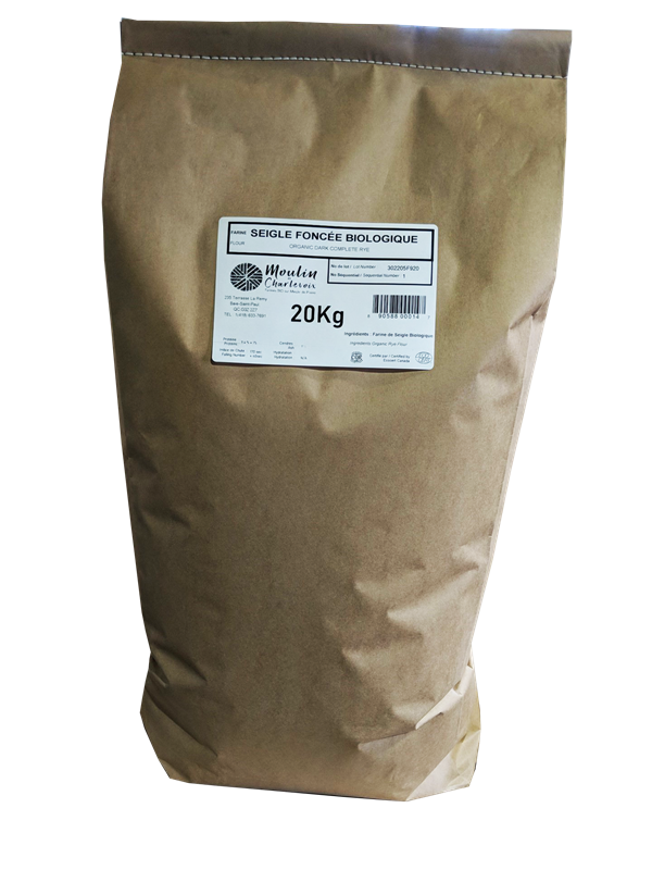 FARINE DE SEIGLE FONCÉ BIOLOGIQUE - MOULIN DE CHARLEVOIX 20 kg