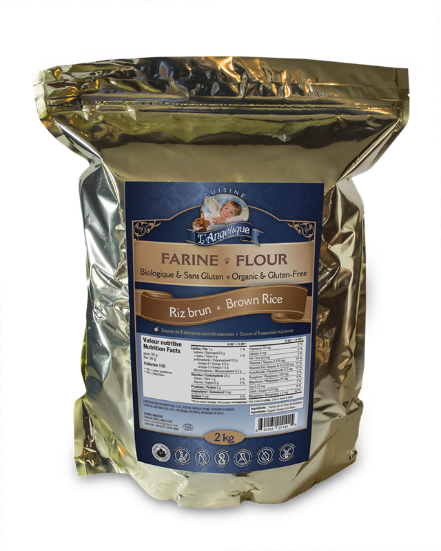FARINE RIZ BRUN BIO & SANS GLUTEN - CUISINE L'ANGÉLIQUE - 3 x 2 kg