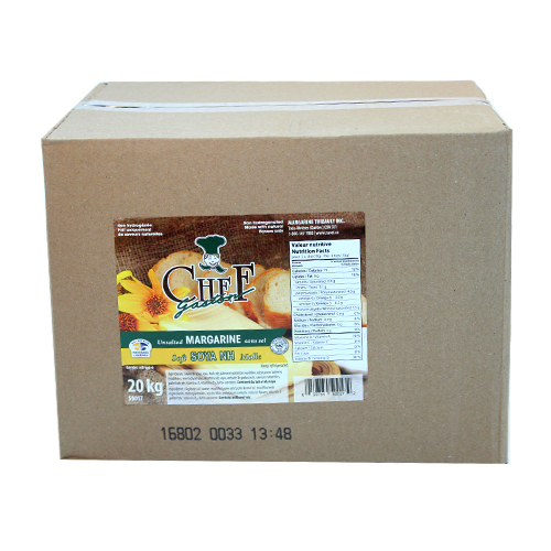 MARGARINE SOYA NON HYDROGÉNÉE SANS SEL - CHEF GASTON - 20 kg