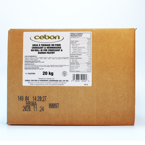 GRAS À TOURAGE NON HYDROGÉNÉ POUR CROISSANT ET VIENNOISERIE - CEBON 20 kg