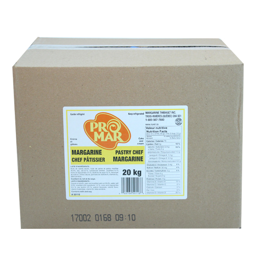 MARGARINE SALÉ NON HYDROGÉNÉ CHEF PATISSIER 50118 - PROMAR 20 kg