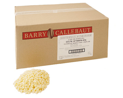 PÉPITES DE CHOCOLATS PUR BLANC 4000CT - BARRY CALLEBAUT 30 lbs - 13.608 kg