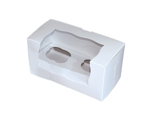 BOITE À CUPCAKE BLANCHE AVEC CELLO 2 UNITÉS 8X4X4 - 100 unités