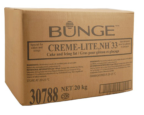 CREMELITE NH33 FAT FOR CAKES AND ICING - BUNGE 20 kg