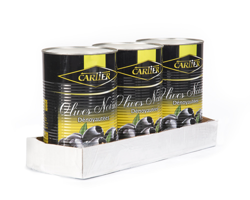 OLIVES NOIRES DÉNOYAUTÉES - CARTIER 3 x 9 lb - Poids net égoutté 6 kg