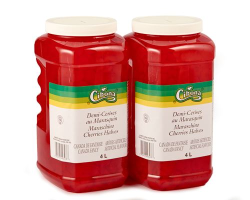 HALF CHERRIES WITH RED MARASQUIN - CIBONA 2 x 4 litres