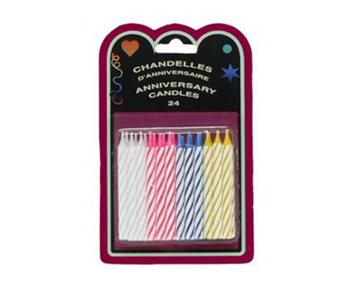 CHANDELLES D'ANNIVERSAIRES MULTICOLORE TWIST 12 PAQUETS 12 unités