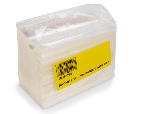 SACHET TRANSPARENT 70 mm X 130 mm - EMBALLUXE 1000 unités