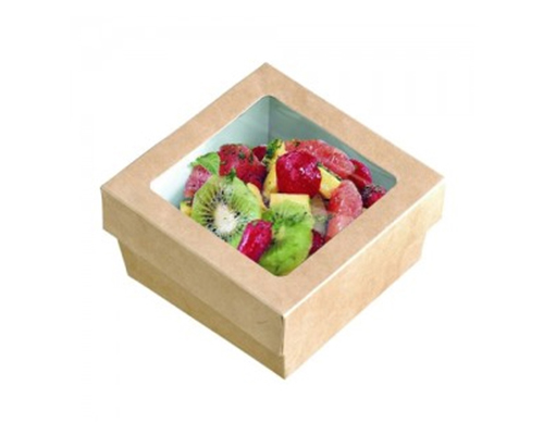 BOÎTE EN CARTON KRAFT AVEC FENÊTRE (BASE 95X95X40 mm - COUVERCLE 95X95X40 mm) - 50 unités