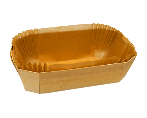BARQUETTE EN BOIS COLLÉE AVEC CAISSETTE SULFURISÉE 500ml, 185x115x65mm - EMBALLUXE 100 unités