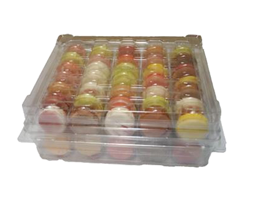 BOITE DE TRANSPORT TRANSPARENTE POUR 70 MACARONS - EMBALLUXE 100 unités