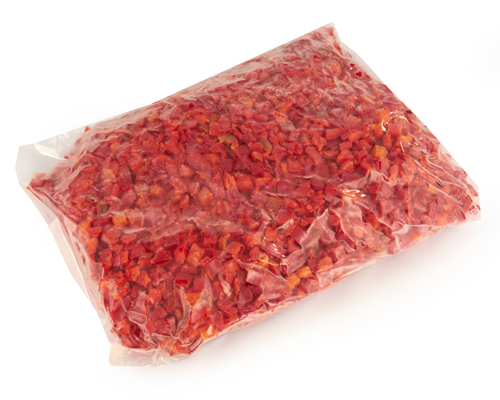 POIVRONS ROUGES PROVENANT DE LA CHINE IQF EN DÉS 10 x 10 mm 6 x 2 kg