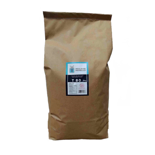 FARINE DE BLÉ BISE BIOLOGIQUE T80 - MOULIN DE PROMELLES 20 kg