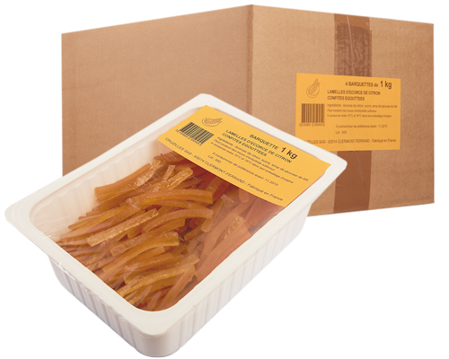 LAMELLES D'ÉCORCE DE CITRON CONFITES DROITES ÉGOUTTÉES 1 kg