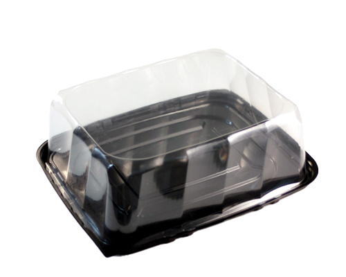 BOITE À GÂTEAU EN PLASTIQUE  10 x 8 x 3.5  BASE NOIR - PAR-PAK 100 unités