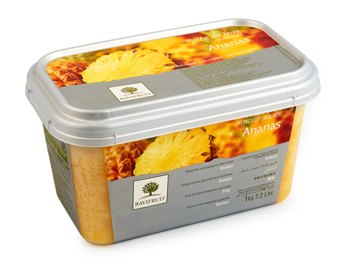 PURÉE DE ANANAS  SURGELÉE AVEC 10% SUCRE - RAVIFRUIT 5 x 1 kg