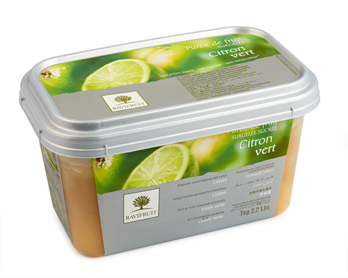 PURÉE DE CITRON VERT  SURGELÉE AVEC 10% SUCRE - RAVIFRUIT 5 x 1 kg