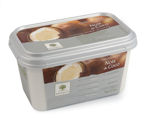 PURÉE DE NOIX DE COCO  SURGELÉE AVEC 10% SUCRE - RAVIFRUIT 5 x 1 kg