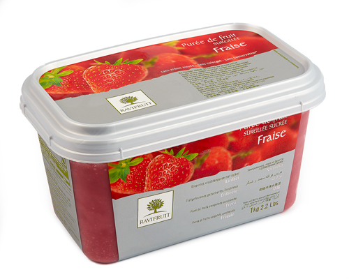 PURÉE DE FRAISE  SURGELÉE AVEC 10% SUCRE - RAVIFRUIT 5 x 1 kg