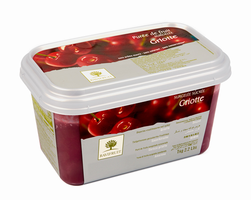 PURÉE DE GRIOTTE  SURGELÉE AVEC 10% SUCRE - RAVIFRUIT 5 x 1 kg
