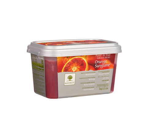 FROZEN BLOOD ORANGE PUREE WITH 10% SUGAR - RAVIFRUIT 5 x 1 kg