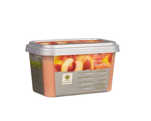 FROZEN WHITE PEACH PURE WITH 10% SUGAR - RAVIFRUIT 5 x 1 kg