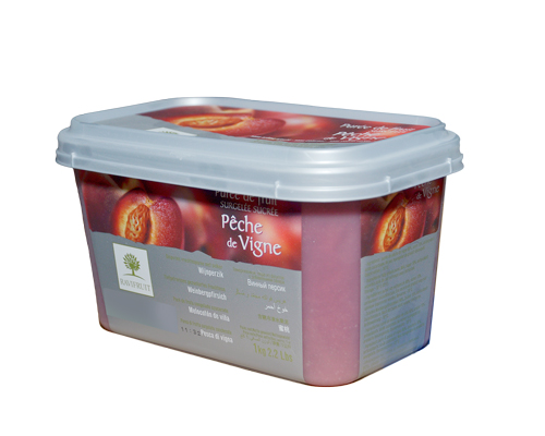 FROZEN RUBY PEACH PUREE WITH 10% SUGAR - RAVIFRUIT 5 x 1 kg