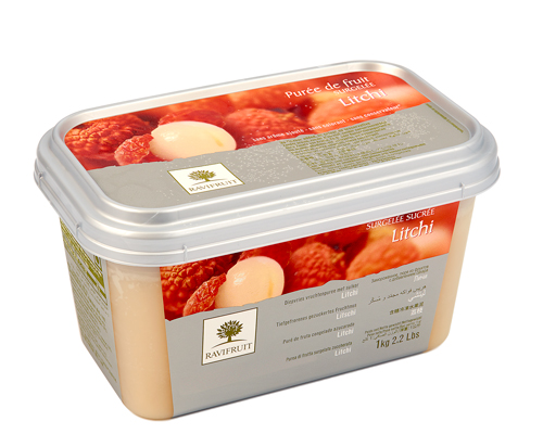 FROZEN LITCHI PUREE WITH 11.5% SUGAR - RAVIFRUIT 5 x 1 kg