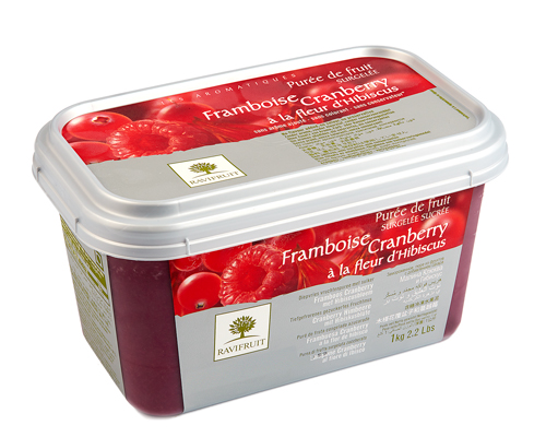 RASPBERRY, CRANBERRRY, HIBISCUS PUREE WITH 11.5% SUCRE - RAVIFRUIT 5 x 1 kg