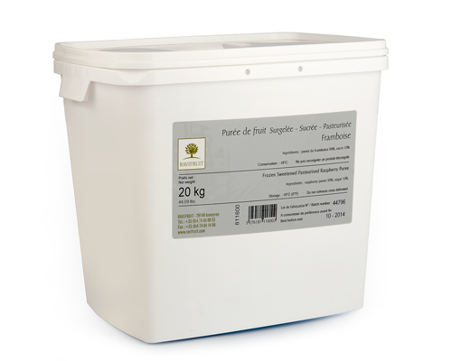 FROZEN RASPBERRY PUREE WITH 10% SUAGR - RAVIFRUIT 20 kg