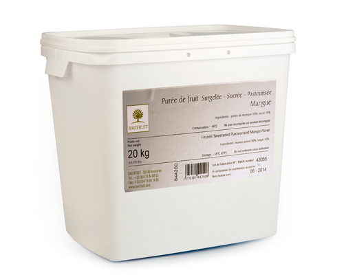 FROZEN MANGO PUREE WITH 10% SUGAR  - RAVIFRUIT 20 kg
