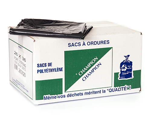 SAC À ORDURE NOIR FORT 26X36 250 unités