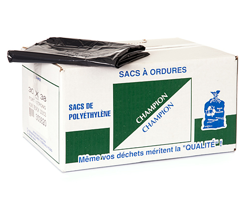 SAC À ORDURE NOIR FORT 30X38 200 unités