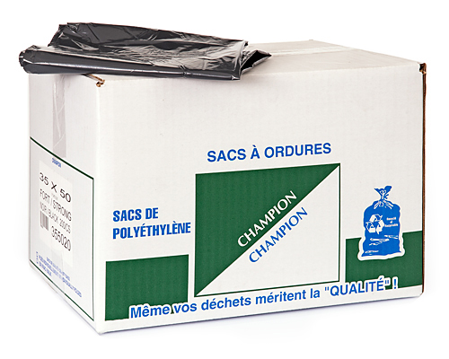 SAC À ORDURE NOIR FORT 35X50 200 unités