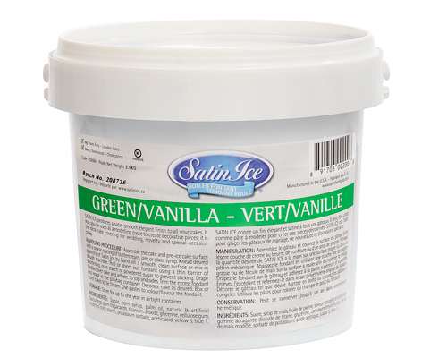 FONDANT À ROULER DE COULEUR VERT -  SATIN ICE 2.5 kg